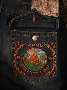 Rare True Religion Billy Super T Limited Edition Y2K Embroidered Jeans Size 36